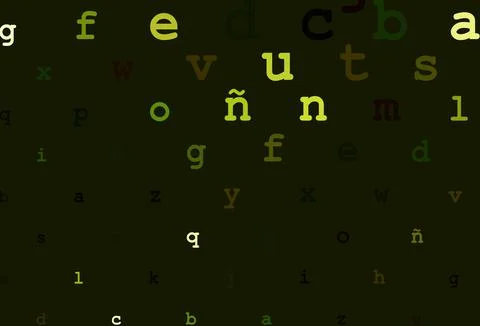 Dark green, yellow vector texture with ABC characters. Stock Illustration