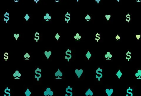 Dark green, yellow vector texture with playing cards. Stockillustratie