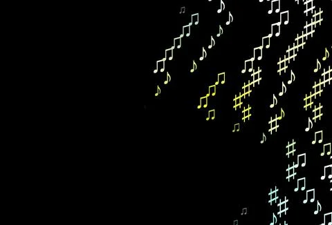 Dark Green, Yellow vector texture with musical notes. イラスト素材