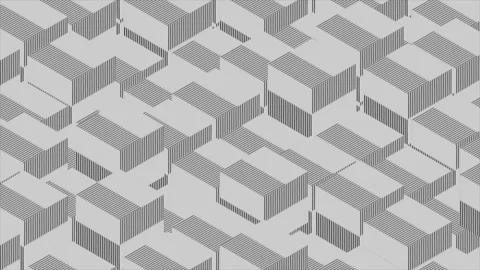 Dark grey abstract 3d cubes with minimal lines, geometric tech motion background Stock Footage 311930658