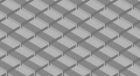 Dark grey abstract 3d cubes with minimal lines, geometric tech background Stock Illustration