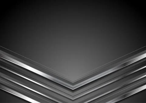 Dark grey abstract tech background with metallic arrows Stock Illustration