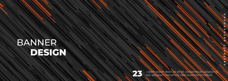 Dark grey abstract tech modern sport banner design with diagonal orange and gray Stock Illustration