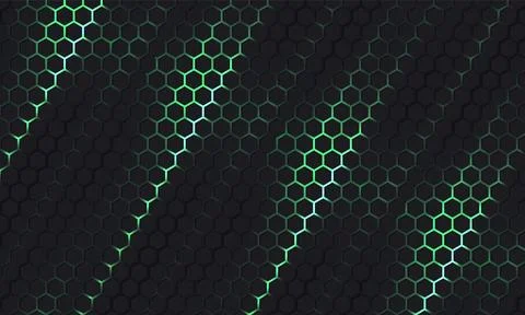Dark grey and green hexagonal technology vector abstract background. Stockillustratie
