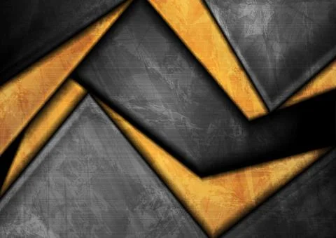 Dark grey and orange grunge corporate geometric background Stock Illustration