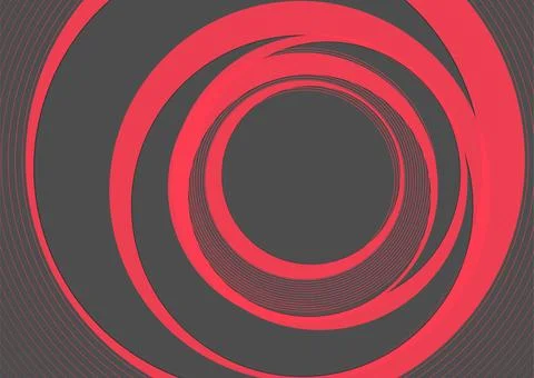 Dark grey and red abstract geometric tech background with linear circles 스톡 일러스트