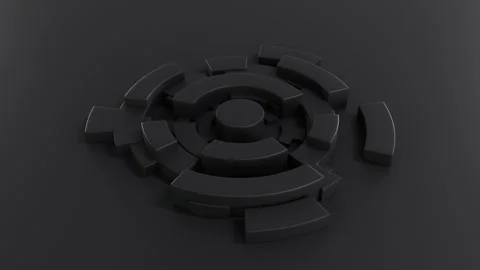 Dark grey background cylinder shape and ring spin around, 3D rendering 4K loop f Stock Footage 269903631