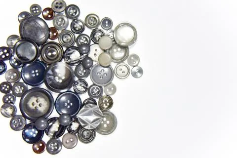 Dark grey buttons of different shape and size on the white background. Select Stock Photos