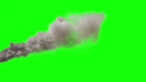 Dark grey clouds of smoke 3d render on a green background Stock-Footage 258992544