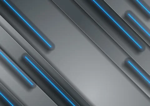 Dark grey corporate abstract background with blue neon lines Stock Illustration