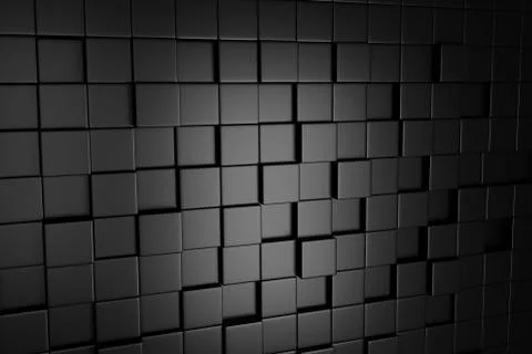 Dark Grey Cube Blocks Wall Background. 3d Render Stock Illustration