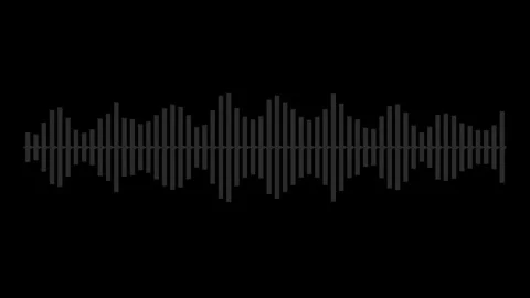 Dark Grey Digital Audio Waveform Visualizer on Black Background. Stock Footage 343924311