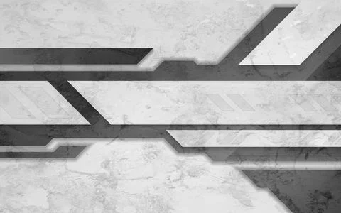 Dark grey grunge tech geometric abstract background Stock Illustration
