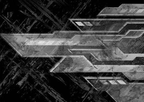 Dark grey grunge texture technology abstract background Stock Illustration