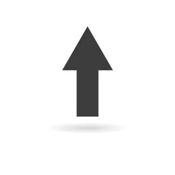 Dark grey icon for arrow pointing up (upload) on white background with shadow Stock Illustration