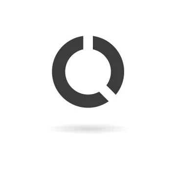 Dark grey icon for circular graph on white background with shadow Stock Illustration