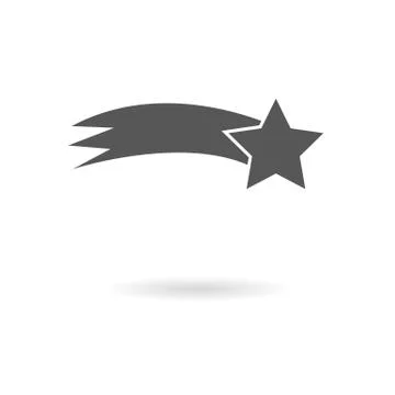 Dark grey icon comet (shooting star) on white background with shadow Stock Illustration