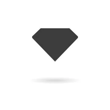 Dark grey icon for crystal (gem, diamond) on white background with shadow Stock Illustration