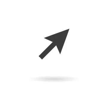 Dark grey icon for cursor (arrow) on white background with shadow Stock Illustration