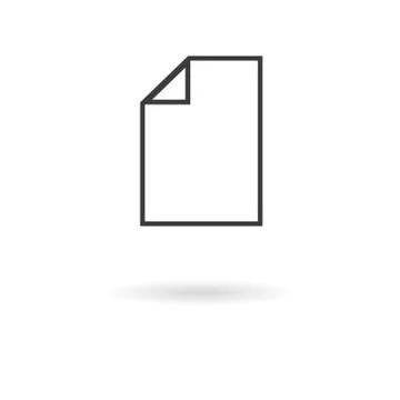 Dark grey icon for file with folded corner on white background with shadow Stock Illustration