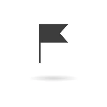 Dark grey icon for flag (pointer) on white background with shadow Stock Illustration