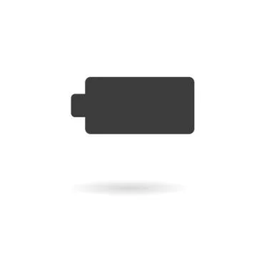 Dark grey icon for full battery on white background with shadow Stock Illustration