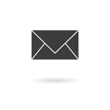 Dark grey icon for mail (message) on white background with shadow Stock Illustration