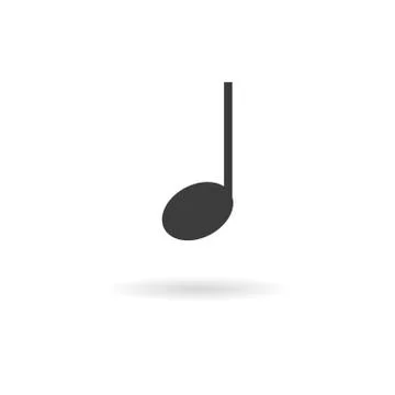 Dark grey icon  for note (music, sound, ...) on white background with shadow Stock Illustration
