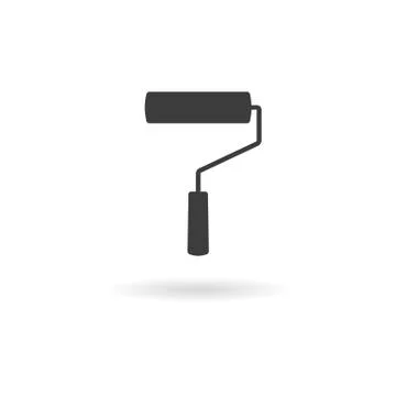 Dark grey icon of paint roller with light shadow Stock Illustration