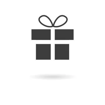 Dark grey icon of present (gift) on white background with shadow Stock Illustration