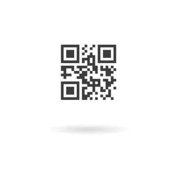Dark grey icon for qrcode with template meaning on white background with shad Stock Illustration