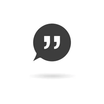 Dark grey icon for speech bubbles with quotes on white background with shadow Stock Illustration