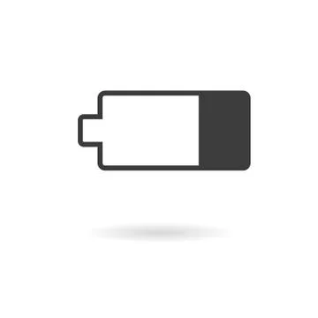 Dark grey icon of third charged battery on white background with shadow Stock Illustration