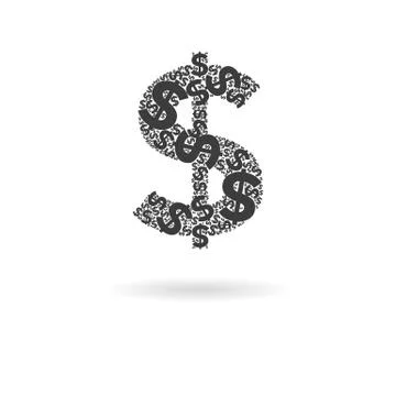 Dark grey icon for typographical $ - dollar sign (money, currency) Stock Illustration