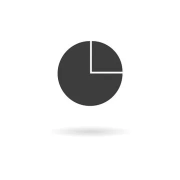 Dark grey iconfor pie chart on white background with shadow Stock Illustration