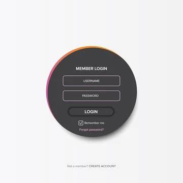 Dark grey Login form web page design template or mock up. Mobile website ui Ilustración de archivo