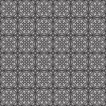 Dark grey ornate square pattern textile background Stock Illustration