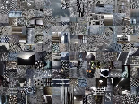 DARK GREY patchwork photomontage background Stock Illustration