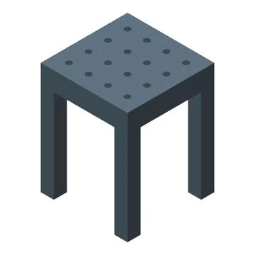 Dark grey plastic stool with holes representing modern furniture design Stock Illustration