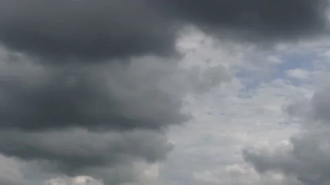 Dark grey rain clouds, cloudy sky - natural sky background - time lapse Stock Footage 144281450