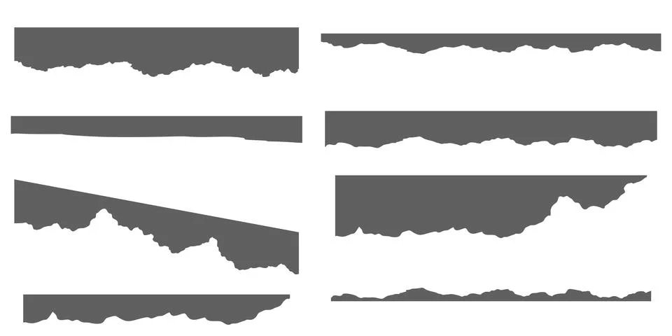 Dark Grey Ripped Edge Borders Pack 스톡 일러스트