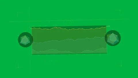 Dark grid starting HUD panel showing stacked waves, faceted radars, target, data Stock Footage 334118493