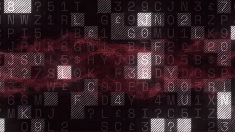 Dark grid starting pixels flickering, red smoke swirling while blocks Stock Footage 318194590