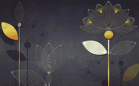 Dark grunge background, abstract light water lilies Stock Illustration