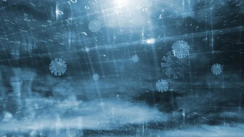 Dark grunge computer network on sky background Stock Footage 147412270