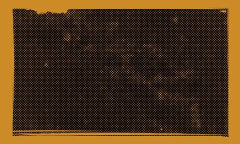 Dark Grunge Gritty Vector Halftone Pattern Yellow Dots on Black Background Stock Illustration