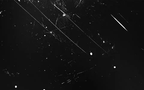 A dark grunge texture featuring white light streaks and scratches. Stock Illustration