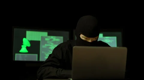 Dark Hacker with mask breaking code (HD) Video stock 38041853