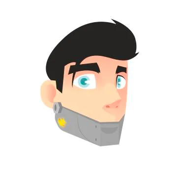Dark-haired man with a jaw prosthesis Illustrazione stock