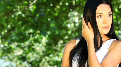Dark-haired in park Видео 7747439